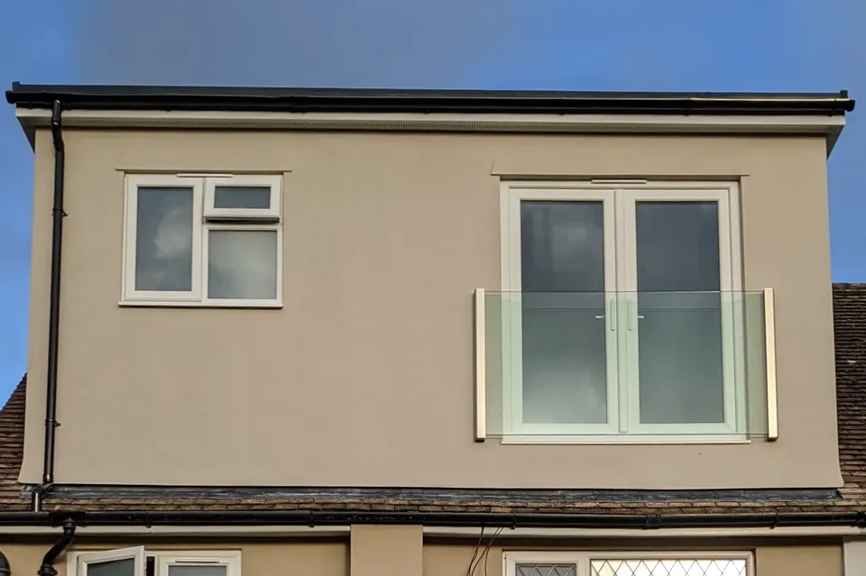 Rendered rear dormer with glass Juliet balcony